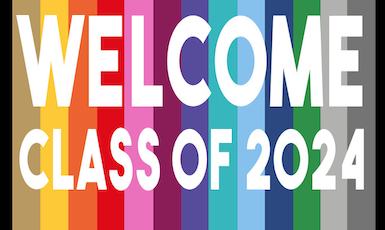  Rainbow Vertical Lines writing Welcome Class of 2024